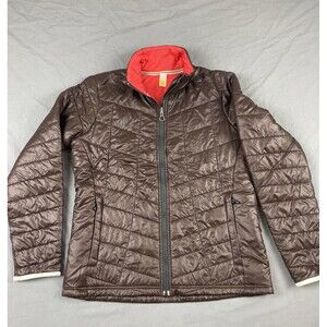 Smartwool Puffer Jacket Women M 100% Merino Lined Wool Filled Brown Outdoor Hike